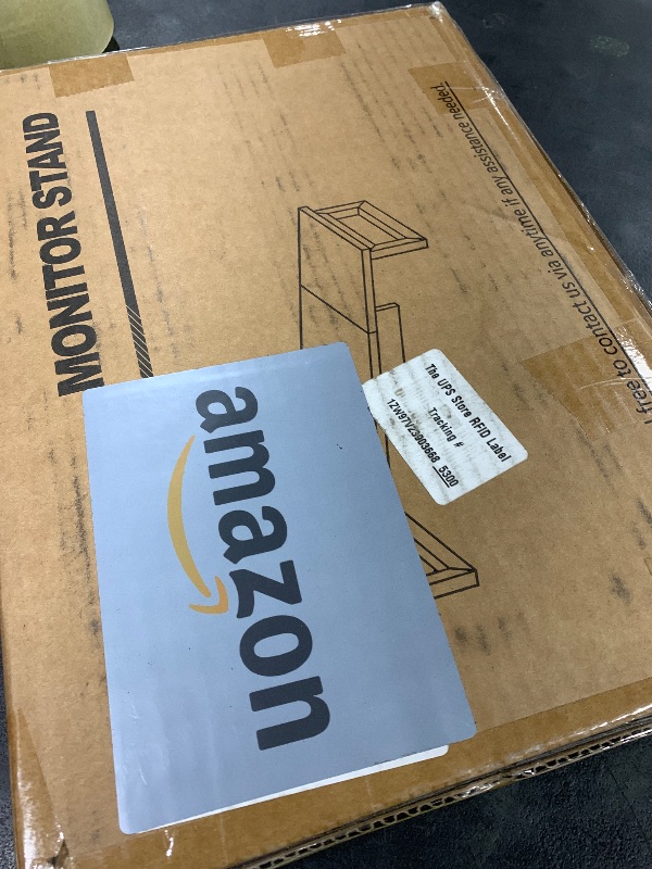 Photo 1 of WESTREE Dual Monitor Stand Riser, Wood and Steel Monitor Stand Riser, Computer Monitor Stand for 2 Monitors, Multi-Purpose Desktop Storage Stand for Computer,Laptop,Printer,TV