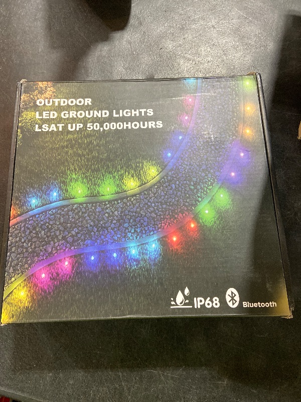 Photo 1 of IVRICH 150FT Outdoor Ground Lights, Smart RGB Pathway Lights with APP/Remote Control, IP68 Waterproof, Music Sync, Timer Function, Color Changing, for Patio Yard Lawn Walkway Driveway Garden Decor