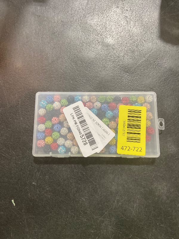 Photo 1 of 100pcs 10mm Rhinestone Clay Beads for Crafting - Ice Collection Baseball Bling Style, Round Shamballa Disco Ball Design, Fancy Sparkle for DIY Jewelry Making Christmas Decor (10 Colors)