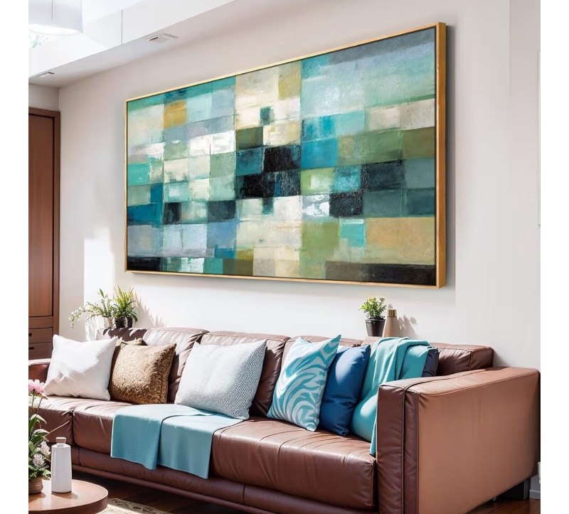 Photo 1 of Wall Art Modern Artwork Abstract Canvas Painting Green Blue Fantasy Colorful Wall Decor for Living Room Bedroom Dining Room Home Office Decor 30"x60" with Framed…