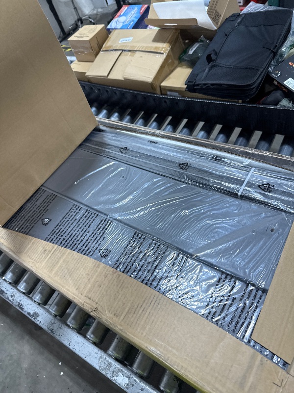 Photo 1 of VASAGLE LED Bed Frame Full Size, Storage Headboard and Charging Station, Full Bed Frame with 2 AC Outlets, 1 USB Port, 1 Type-C Port, No Box Spring Needed, Dove Gray and Camel Brown URMB842G01