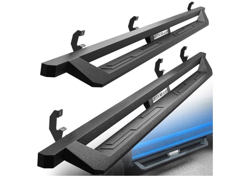 Photo 1 of YITAMOTOR Drop Side Steps Compatible with 2019-2026 Chevy Silverado/GMC Sierra 1500, 2020-2026 Silverado/Sierra 2500HD 3500HD Crew Cab, Off-Road Running Boards, Black Powder Coated Nerf Bars