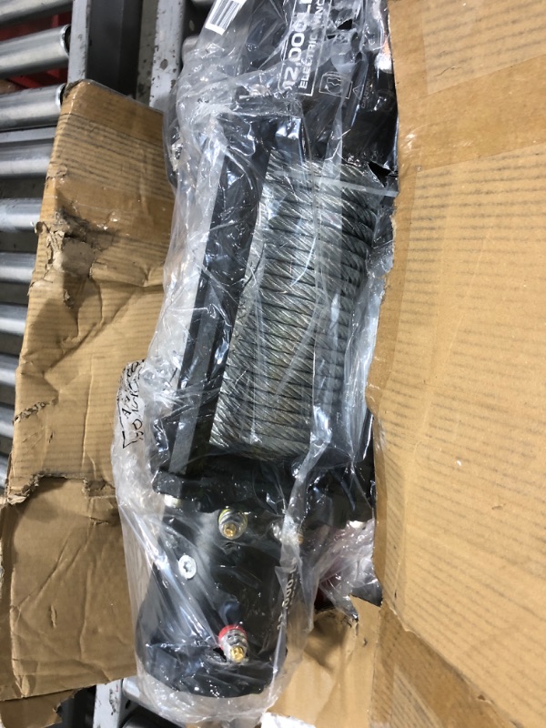 Photo 1 of ITEM IS MISSING PARTS, UNSURE WHAT PARTS ARE MISSING -------------------------------------------------------------------------------------RUGCEL WINCH 12000lb Waterproof Electric Truck Winch 12V Steel Rope Winch with Roller Fairlead, Wired Handle and 2 In
