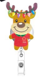 Photo 1 of  Christmas Badge Reel, Xmas Retractable Nursing Badge Holder, Glitter Holiday Badge Reels Cute Santa Reindeer Joy Snowman Badge Holder with Alligator Clip for Nurse Doctor Teacher Student