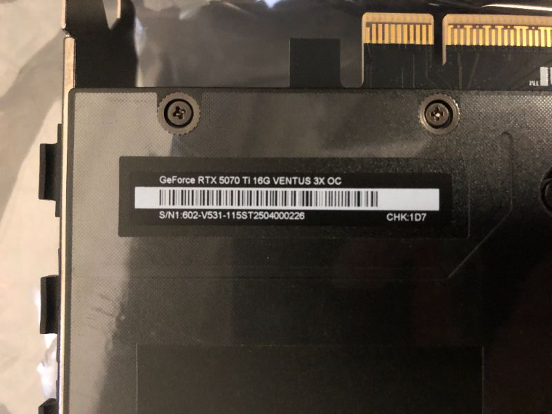 Photo 4 of MSI GeForce RTX 5070 Ti 16G Ventus 3X OC Graphics Card - RTX 5070 Ti GPU, 16GB GDDR7 (28Gbps/256-bit), PCIe 5.0 - Triple Fan Thermal Design (3 x TORX Fan 5.0) - HDMI 2.1b, DisplayPort 2.1b