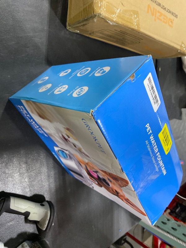 Photo 1 of Pet Water Fountain for Large Dogs: Metal Dog Water Fountain - Silent Big Cat Fountains - 7L/236oz/1.8G Dog Drinking Fountains Inside - GROOKPET Water Fountains for Pets Indoor Large - 9 Filters