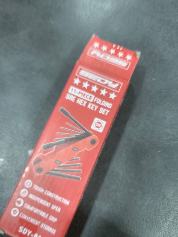 Photo 1 of 11-Piece Large Folding Hex Key Set SAE (3/32"-1/2"), Heavy Duty Allen Wrench Set, Portable Tool for Archery, Bike Repair, Furniture, and Basic Home Maintenance (Red)