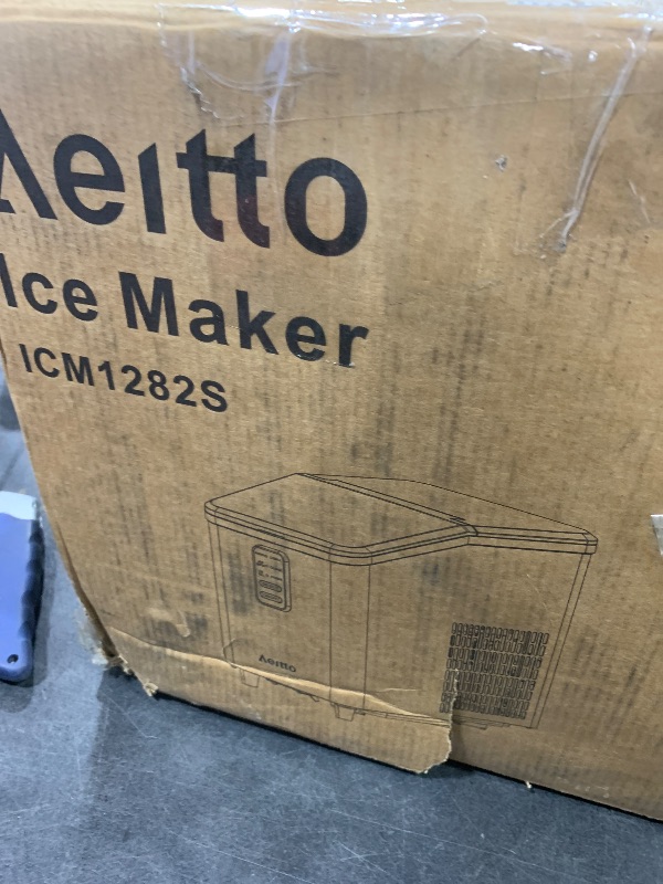 Photo 1 of Aeitto Countertop Ice Maker Machine, 26lbs Ice in 24H, 8 Bullet Ice Cubes in 6 Mins, Self-Cleaning Portable Ice Maker with 2 Ice Sizes, Basket & Scoop for Home, Kitchen, Office, Stainless Steel