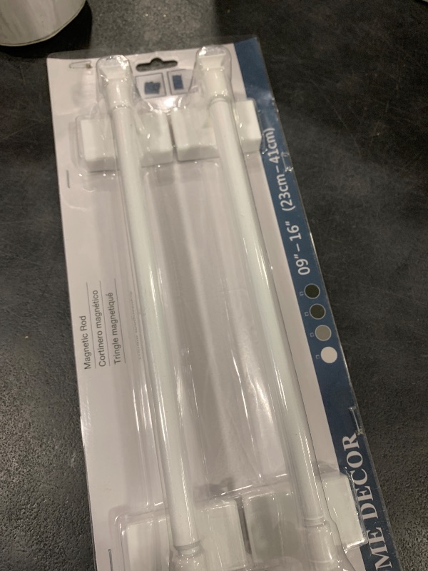 Photo 1 of H.VERSAILTEX 2 PACK Magnetic Curtain Rods for Metal Doors Multi-Use Rods for Small Windows Cafe Sidelight and Iron Steel Places, Tool Free with Square Finials (Adjust from 9 to 16 Inch, White)