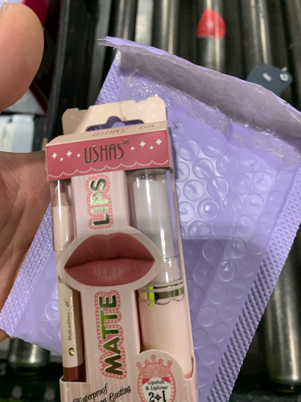 Photo 1 of  USHAS Lipstick and Lip Liner Combo Set 2 in 1 Waterproof Lipstick for Women Lip liner Set Long Lasting Lipstick, Matte Lipstick Pen with Lip Liner Set Makeup Kits (S7, Pack of 1) 