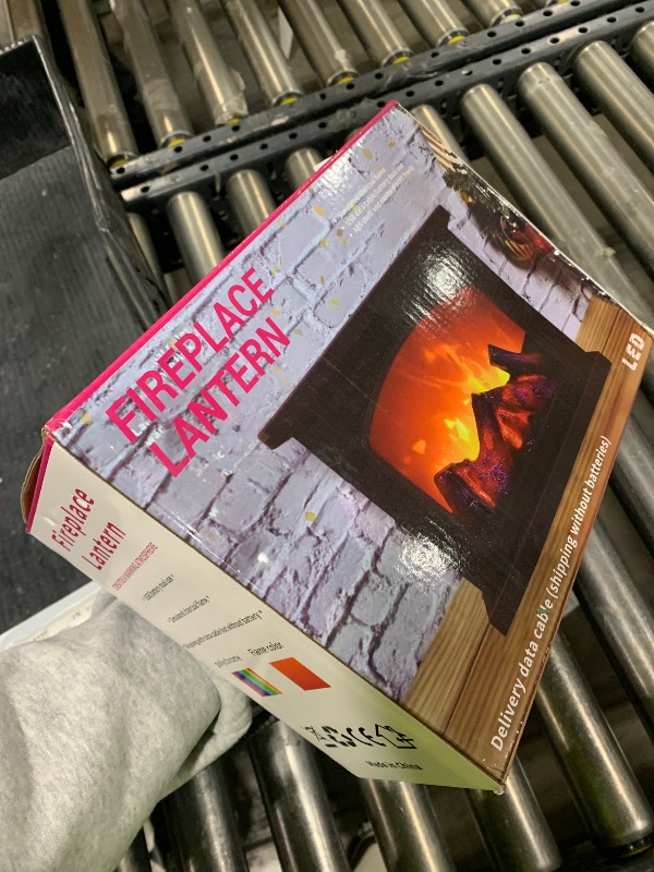 Photo 1 of  Fireplace Lanterns Decorative,Small Fake Fire Place,Flame Effect LED Fire Lamp,Battery Operated USB Charge Portable Fireplace,Indoor Outdoor Christmas Decoration (No Heater Function Black) 