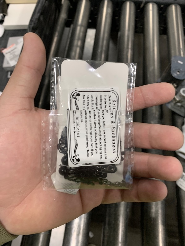 Photo 1 of  Andelaisi Boho Lace Necklace Chain Black Crystal Fringe Necklace Choker Gothic Lace Flower Choker Necklace Vintage Waterdrop Lace Clavicle Chain Necklace Jewelry for Women 