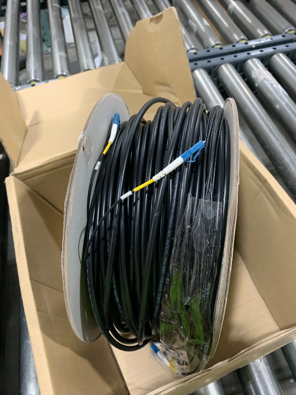 Photo 1 of 100 Meters 12 Core Industrial TPU LC to LC Outdoor Armored Fiber Optic Cable, 12 Strands OS2 Single Mode Fiber Patch Cable with LC Connectors, 9/125um, OD-6mm, Direct Burial LC-LC