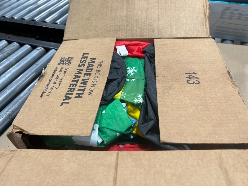 Photo 1 of 10 Ft Long Christmas Inflatable Santa Claus Giant Gift Boxes with LED Lights Santa Claus Gift Inflatable Decoration Built in Automatic Blowers for Xmas Outdoor Indoor Yard Garden