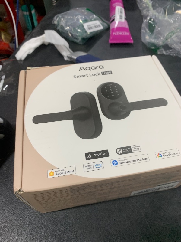 Photo 1 of Aqara Smart Lock U300, Fingerprint Keyless Entry Door Lock with Handle, Matter Over Thread with Apple Home Keys, Touchscreen Keypad, Smart Lever Lock Supports Apple Home, Alexa, Google, IFTTT, Black