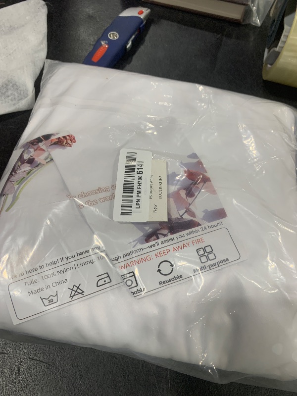 Photo 1 of 10x10ft Wrinkle Free White Backdrop Curtain for Parties Soft Fabric Drapes Wedding White Curtain Backdrop for Birthday Party Decorations Background for Photography 5x10ft, 2 Panels