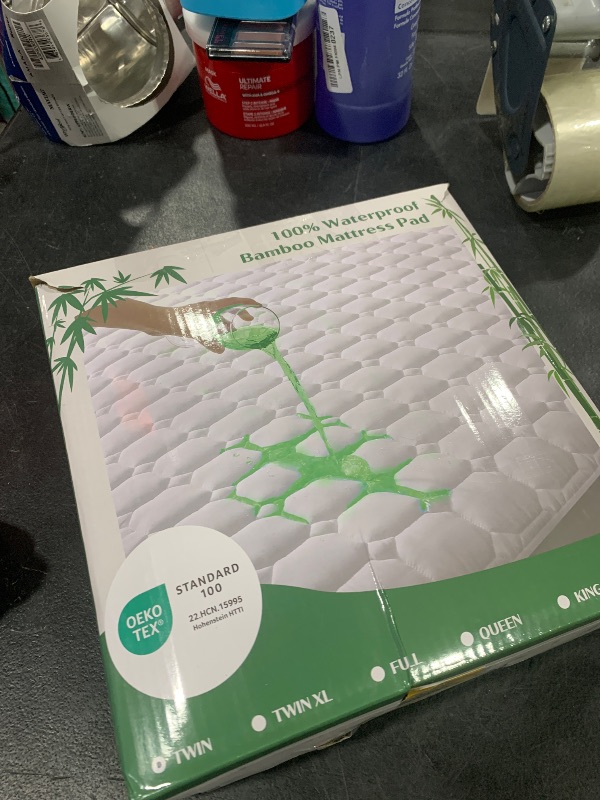 Photo 1 of UNILIBRA Twin Mattress Protector Waterproof Rayon from Bamboo, Deep Pocket Mattress Pad Cover Fit up to 6''- 19'', Breathable Soft Filling Quilted Fitted Mattress Topper