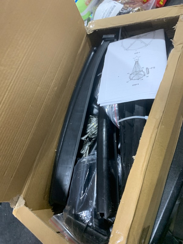 Photo 1 of 7 ft Lighted Outdoor Christmas Tree, 310 LEDs Pre-lit Christmas Cone Tree with Star Topper for Indoor and Outdoor Holiday Decorations (Warm White)