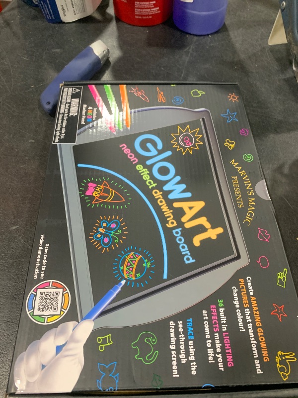 Photo 1 of Marvin's Magic - Glow Art - LED Doodle Board for Children - Light Up Drawing Pad, with Glow in The Dark Colouring Pens - Battery Powered Magic Drawing Tablet - Light Up Tracing Pad Suitable for 5+