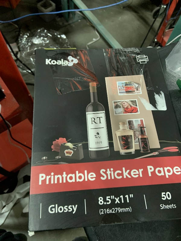 Photo 1 of (50 Sheets) Koala Glossy Sticker Paper for Inkjet Printer, Printable Sticker Paper White, 8.5x11 Inch Self-Adhesive Photo Sticker Printer Paper
