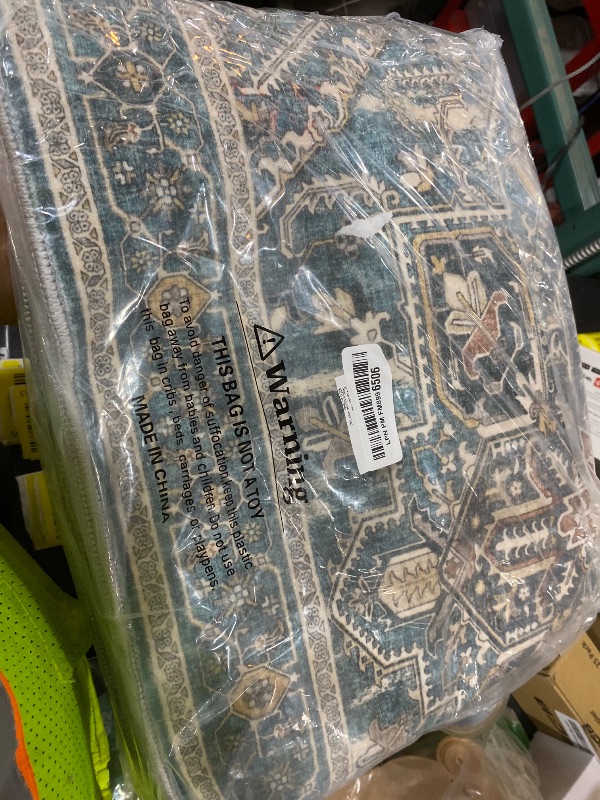 Photo 1 of WITSHOCK 2x8 Teal Runner Rug for Hallway, Washable Rug Distressed Boho Soft Low Pile Stain Resistant Foldable Carpet for Kitchen Entryway Indoor Entrance Laundry Vintage Farmhouse Home Decor