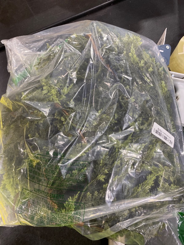 Photo 1 of 2 Pcs Artificial Cedar Garlands, 6 FT Real Touch Winter Cedar Garland, Green Artificial Greenery Pine Garland for Table, Mantle, Wall, Indoor, Outdoor Christmas Decorations