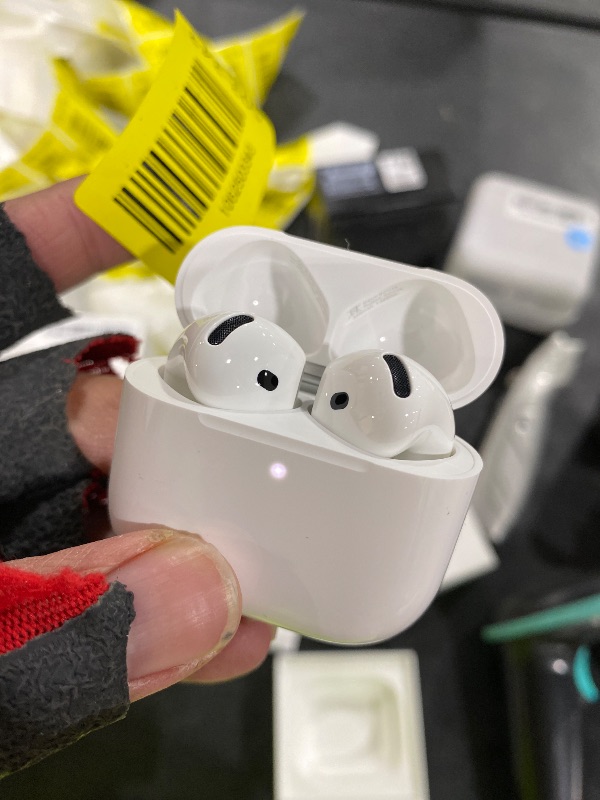 Photo 1 of Apple AirPods 4 Wireless Earbuds, Bluetooth Headphones, with Active Noise Cancellation, Adaptive Audio, Transparency Mode, Personalized Spatial Audio, USB-C Charging Case, Wireless Charging, H2 Chip