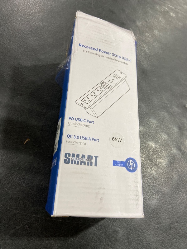 Photo 1 of Furniture Drawer Outlet Kit, 65W USB C Recessed Power Strip with 4 Outlets & 4 USB Ports,Hidden Charging Station for Home Office 6 FT White Cord