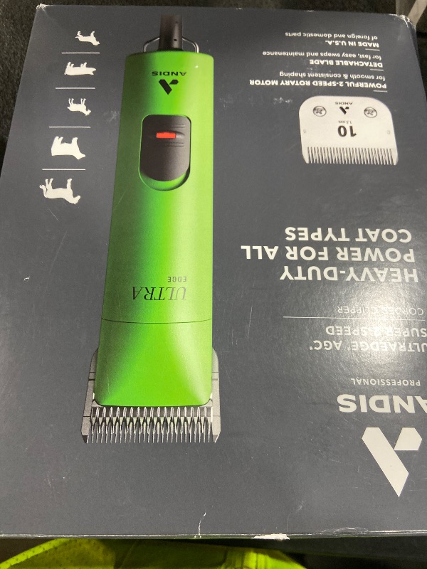 Photo 1 of Andis Professional UltraEdge Super 2-Speed Detachable Blade Dog/Pet Clipper, Rotary Motor with Shatter-Proof Housing, Runs Calm & Silent, 14-Inch Cord, for All Dog Coats & Breeds, 120 Volts, Green