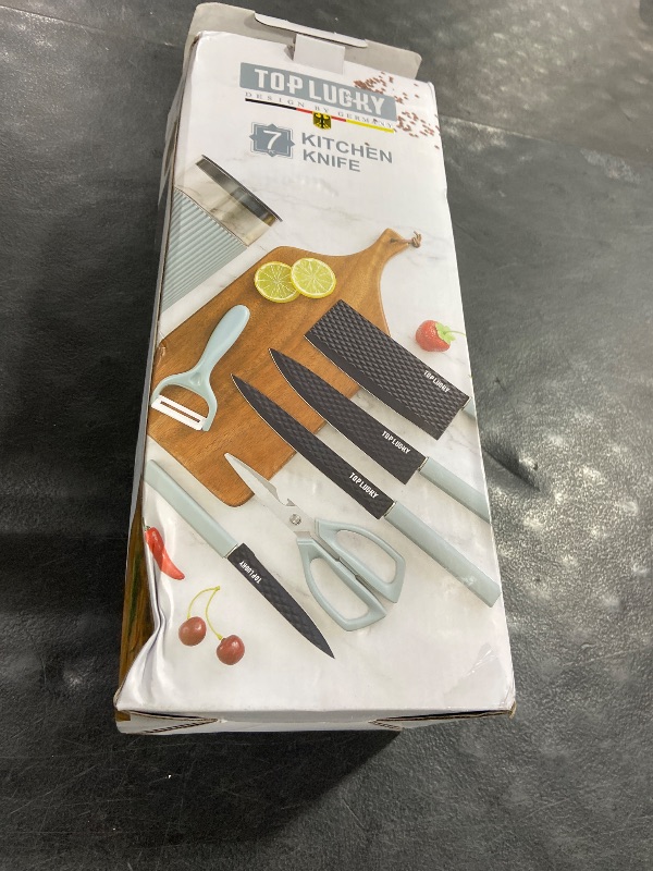 Photo 1 of TOPLUCKY Knife Set, 7-Piece Kitchen Knife Set with Sharp Chef and Meat Knives, Anti-Rust Utility Knives Set for Kitchen, Kitchen Knife Block Set?Blue?