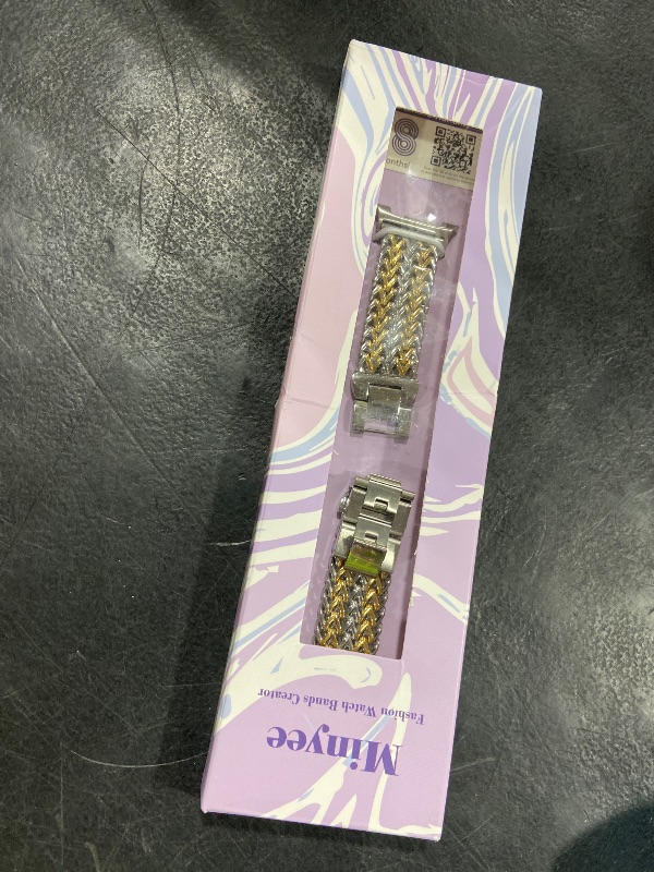 Photo 1 of Minyee Metal Band Compatible with Samsung Galaxy Watch 8 40mm 44mm/ 8 Classic 46mm Bands, No Gap One-Click Dressy Stainless Steel Metal Cute Multi-chain Strap Mermaid Style Link Bracelet, Silver/Gold