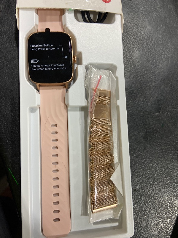 Photo 1 of Smart Watch for Women(2 Bands), 1.85" HD Fitness Tracker Screen with Call Function, IP68 Waterproof, 100+ Sport Modes, Blood Oxygen Monitor/Heart Rate/Sleep Monitor, iOS Android Compatible (Gold)