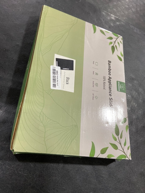 Photo 1 of Joy&Grace Appliance Slider for Kitchen Appliances 360° Rolling Sliding Tray for Coffee Maker Countertop, Bamboo Coffee Pot Slider Rolling Tray (Black, Medium 14.5" x 10")