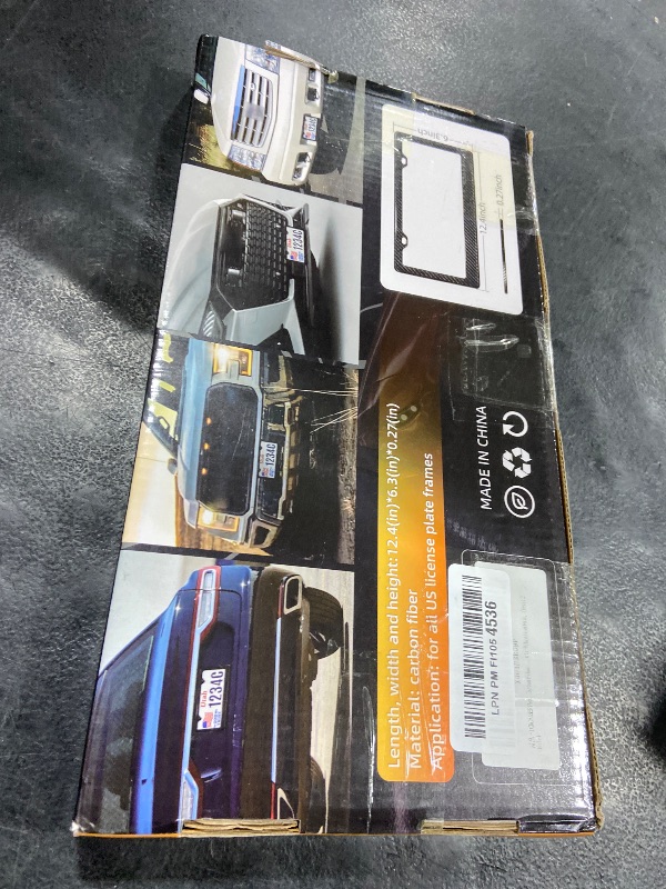 Photo 1 of DCRCFIBER Real Carbon Fiber License Plate Frame, 100% Pure Carbon Fiber Frame, Black License Plate Holder Cover with Screw Caps, Anti-Vibration Pads, (Twill 2 Hole)
