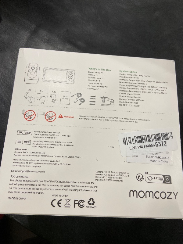 Photo 1 of Momcozy Video Baby Monitor, 1080P 5" HD Baby Monitor with Camera & Wall Mount, Infrared Night Vision, 5000mAh Battery, 2-Way Audio, Temperature Sensor, Lullabies, 960ft Range, Ideal for New Moms, BM01
