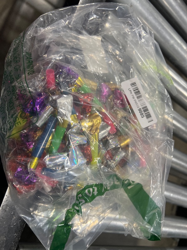 Photo 1 of 100 Pcs Party Blower, Colorful Birthday Noisemakers Funny Birthday Blow Horns Squawkers Party Whistles New Years Party Favors for Kids Adults