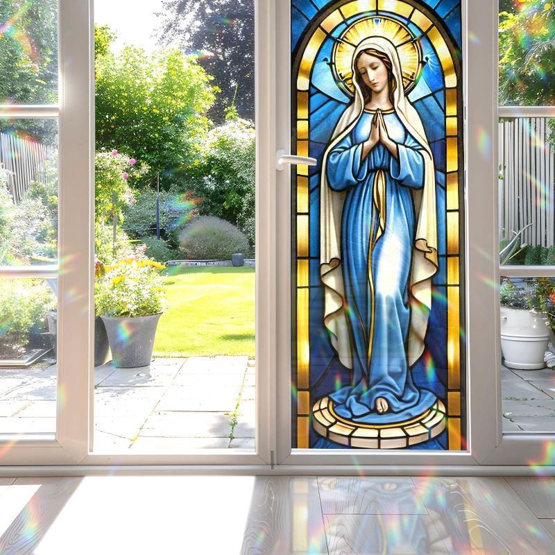 Photo 1 of 
Decorative The Merciful Virgin Mary Stained Glass Window Film, The Merciful Virgin Mary Stained Glass Window Film for Bathroom Door Heat Anti UV R1