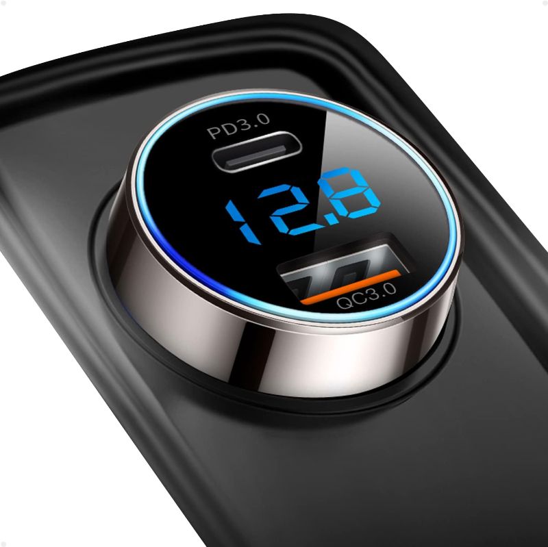 Photo 1 of [Pure Copper] USB C Car Charger, SUPERONE 45W Dual USB Car Charger Adapter with 27W/20W PD Port, Fast QC3.0 LED Voltmeter for iPhone 15 14 13 Max/Pro/Plus/Mini, Pixel 7/6/5, Samsung S22/21 More