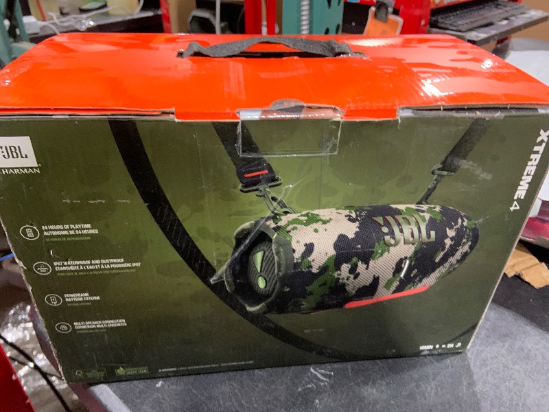 Photo 1 of JBL Xtreme 4 - Portable Bluetooth Speaker, Powerful Sound and Deep Bass, IP67 Waterproof, 24 Hours of Playtime, Powerbank, Auracast for Multi-Speaker Pairing (Camo)
