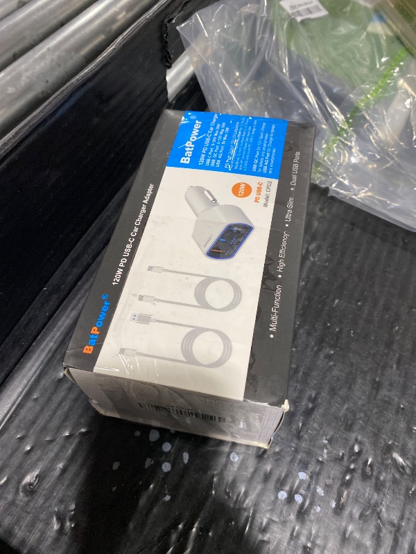 Photo 1 of BatPower CPD2 High Power Delivery 120W USB-C Laptop Car Charger Compatible with New MacBook Pro Air USB C Laptop HP Dell Razer Surface Vehicle Charger DC 12v-24v auto Power Supply with Dual USB QC3.0