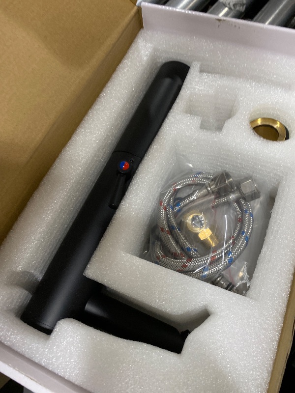 Photo 1 of HHOOMMEE Automatic Touchless Bathroom Sink Faucet Tall Body Motion Activated Sensor Hands Free Commercial Faucets Adjustable Cold Hot 1 Hole Single Handle Basin Vessel Auto Water Mixer?Matte Black?