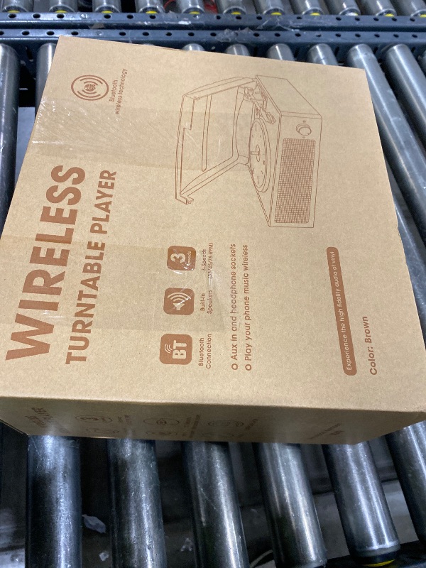 Photo 1 of Vinyl Record Player Turntable with Built-in Bluetooth Receiver & 2 Stereo Speakers, 3 Speed 3 Size Portable Retro Record Player for Entertainment and Home Decoration