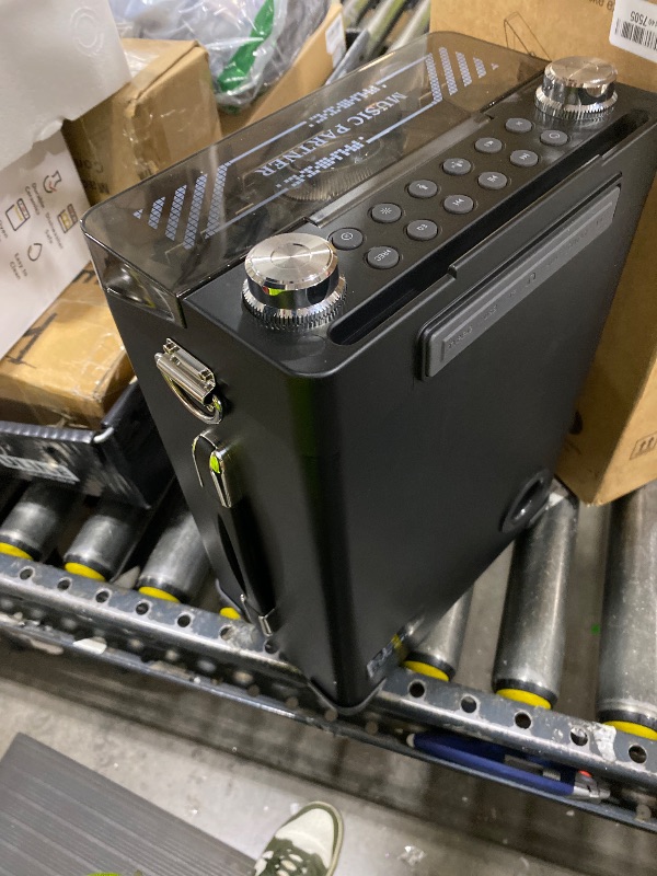 Photo 1 of Metfut Karaoke Machine for Adults with 2 Wireless Microphones & Guitar Input, Professional Bluetooth 5.3 Speaker, Portable Wooden Karaoke PA System with Bass/Treble Adjustable for Backyard, Home Party