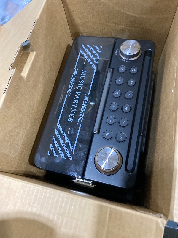 Photo 1 of Metfut Karaoke Machine for Adults with 2 Wireless Microphones & Guitar Input, Professional Bluetooth 5.3 Speaker, Portable Wooden Karaoke PA System with Bass/Treble Adjustable for Backyard, Home Party