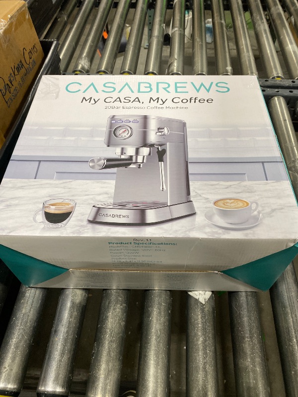 Photo 1 of CASABREWS CM5418 Espresso Machine 20 Bar, Compact Espresso Maker with Steam Milk Frother, Stainless Steel Coffee Machine with 34oz Removable Water Tank for Cappuccino, Gift for Women or Men, Silver