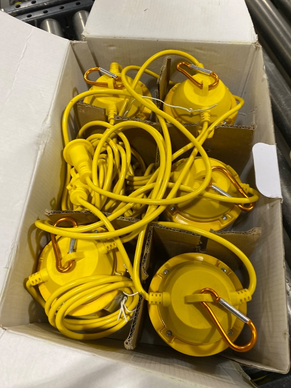 Photo 1 of 50FT Construction String Lights, 150W LED Industrial Grade 3 Adjustable Light Panels 15000LM Super Bright for Construction Sites,Temporary Work, Jobsite,Outdoor Lighting with 5 Bulbs and Climbing Hook