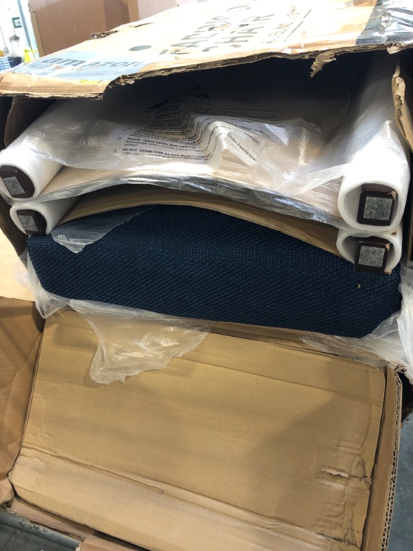 Photo 1 of ***2 CHAIRS*** Upholstered Parsons Dining Chairs Set of 4, Modern Dining Room Chairs with Back, Fabric Kitchen Side Chairs with Wood Legs for Dinner Farmhouse Restaurant, Blue
