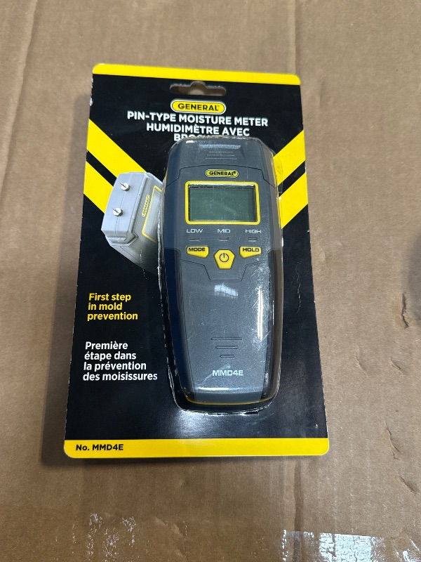 Photo 1 of ***FACTORY SEALED*** General Tools MMD4E Digital Moisture Meter, Water Leak Detector, Moisture Tester, Pin Type, Backlit LCD Display With Audible and Visual High-Medium-Low Moisture Content Alerts, Grays