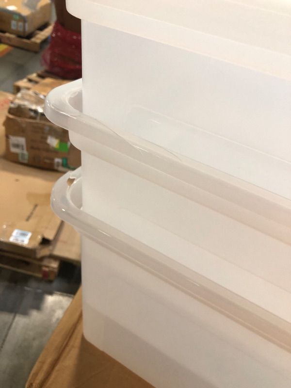Photo 1 of ***MISSING ONE WITH A LID, TWO ARE CRACKED AT THE LIP, SELLING FOR PARTS, FINAL SALE***IRIS USA File Box, Plastic File Organizer with Lids for Letter/Legal File, Portable Document Box For Moving, Storage Bin with Durable and Secure Lid, Stackable Nestable