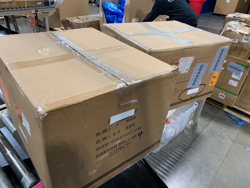 Photo 1 of **2 BOXES!! MISSING PIECES** Armen Living Shelly 26" Counter Height Swivel Brown Faux Leather and Walnut Wood Bar Stool - Set of 4